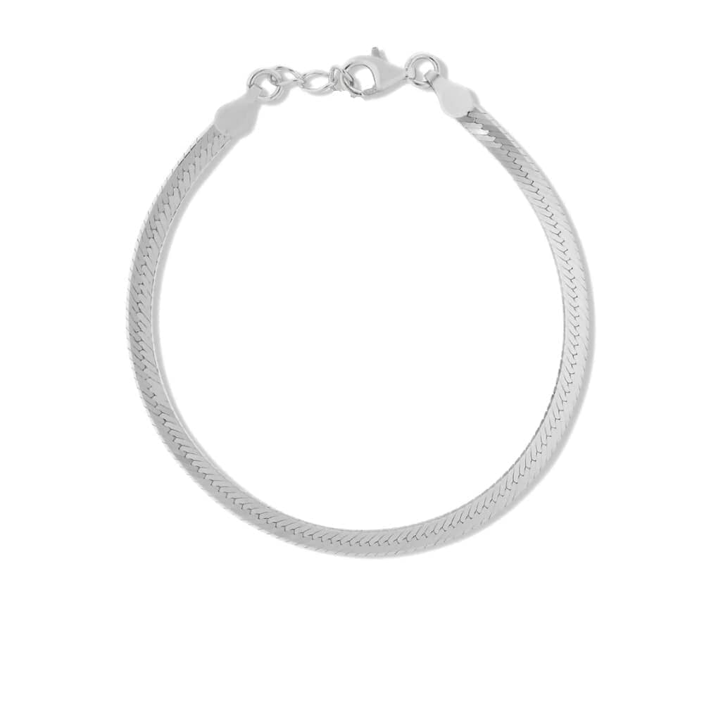 Breites Herringbone Fußkettchen "5mm" mit 18-Karätiger Vergoldung Anklet Loanya Silber