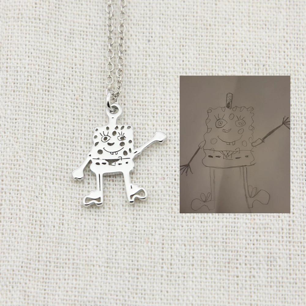 LOANYA angepasste Kinderzeichnung als Halskette oder Anhänger in Gold Loanya Silber Halskette