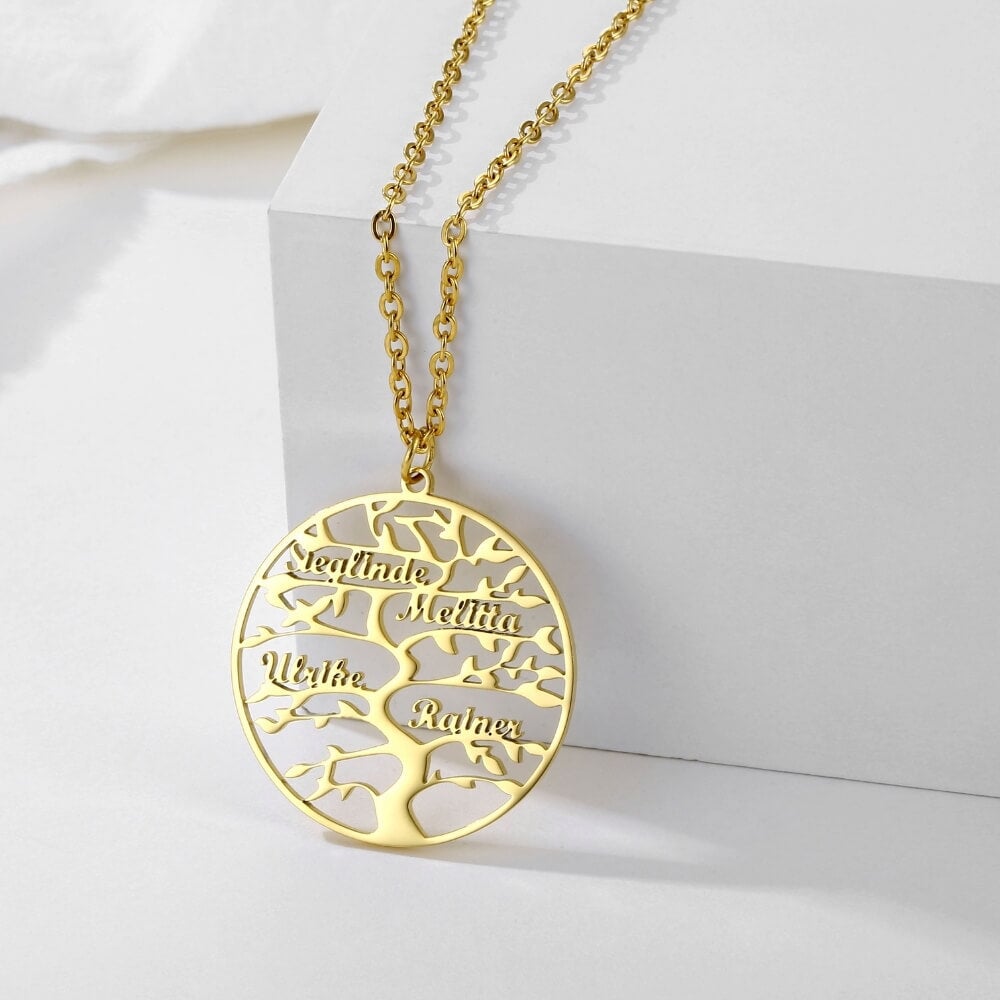 LOANYA Lebensbaum Kette mit Gravur Loanya Gold 40 cm