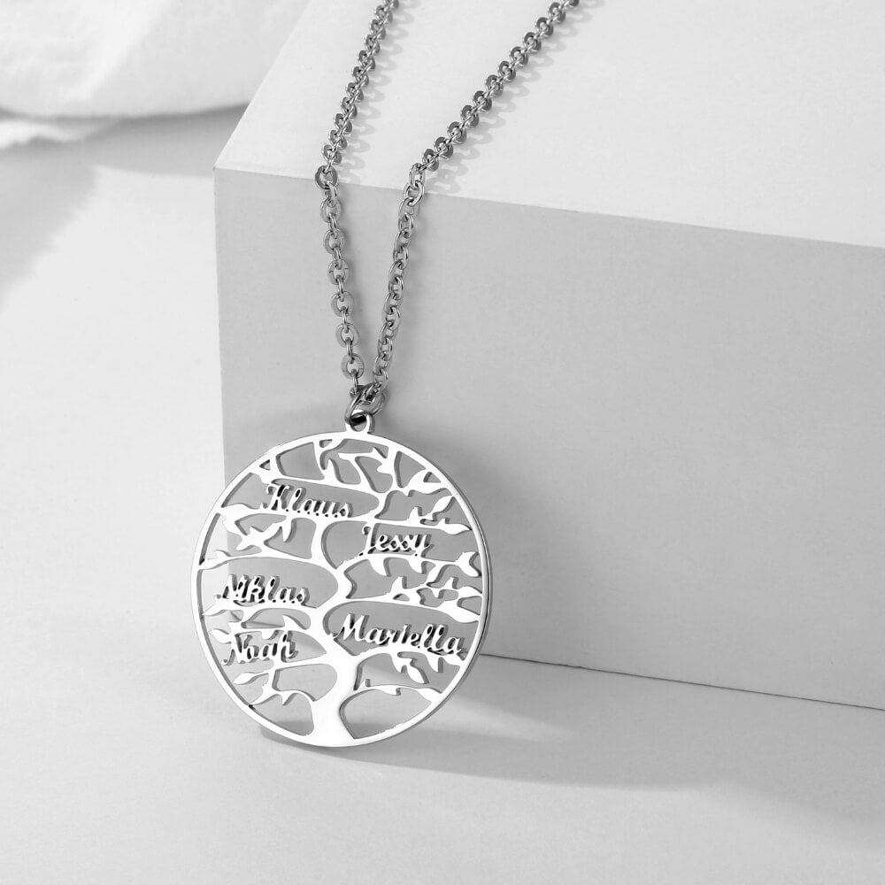 LOANYA Lebensbaum Kette mit Gravur Loanya Silber 40 cm