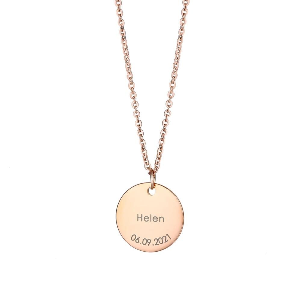 LOANYA personalisierbare runde Plättchenkette Loanya 40 cm Roségold
