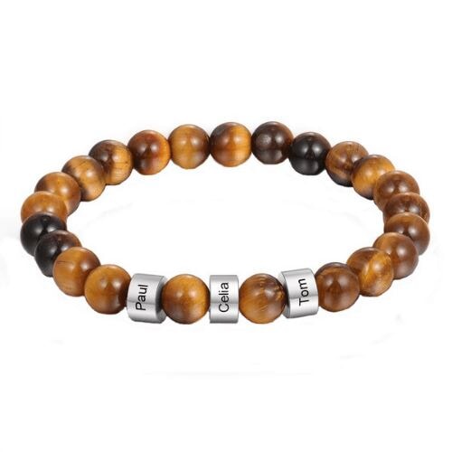 LOANYA personalisiertes Armband aus Lavagestein Loanya Braun 19 cm