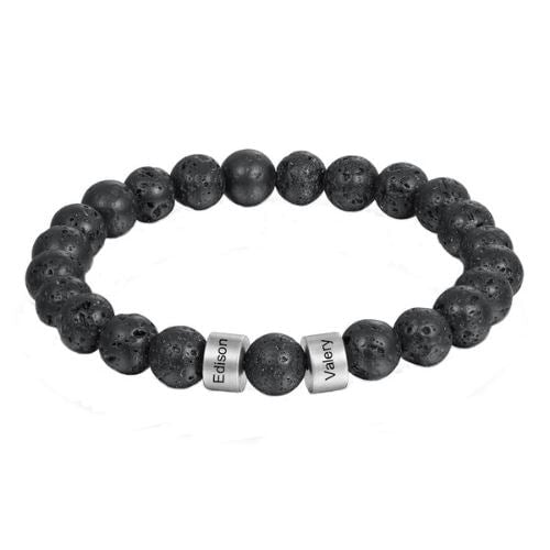 LOANYA personalisiertes Armband aus Lavagestein Loanya Schwarz 19 cm