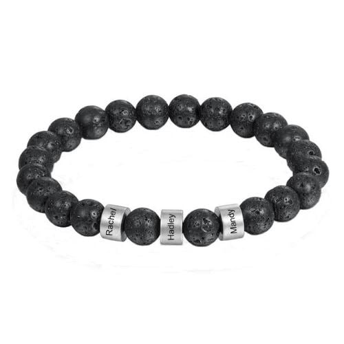 LOANYA personalisiertes Armband aus Lavagestein Loanya Schwarz 21 cm