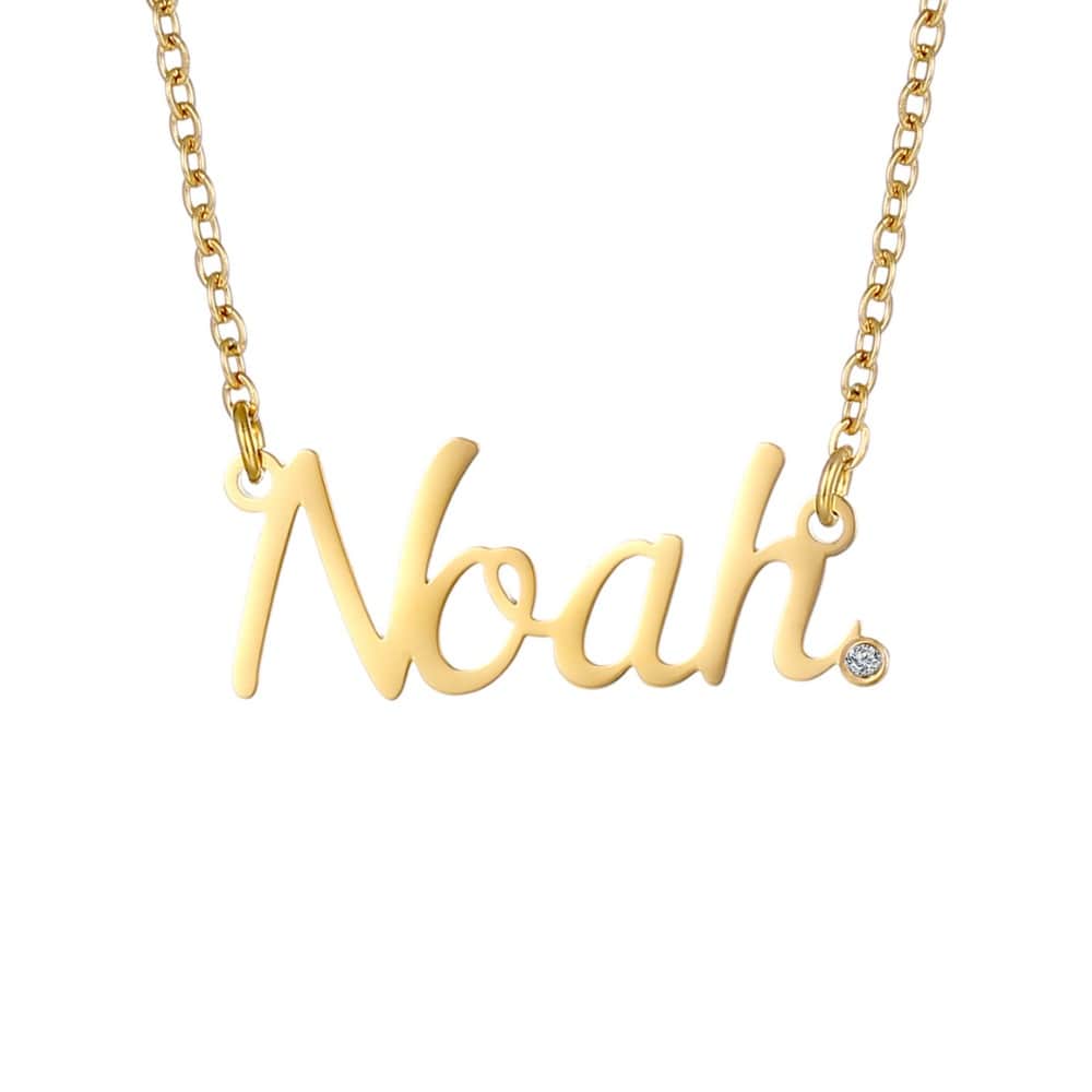 Namenskette mit Zirkonia Stein Necklaces Loanya Gold 40 cm