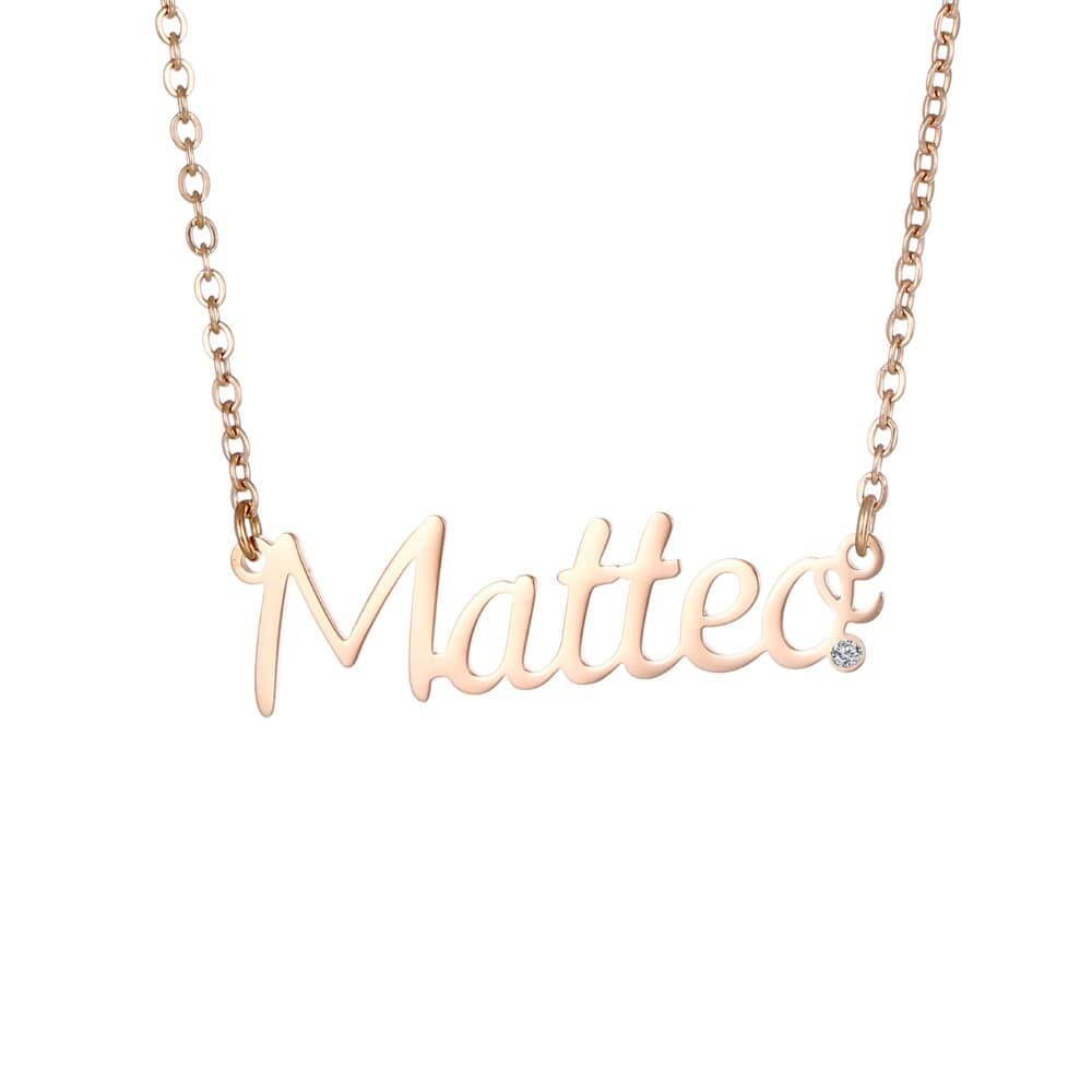 Namenskette mit Zirkonia Stein Necklaces Loanya Roségold 40 cm