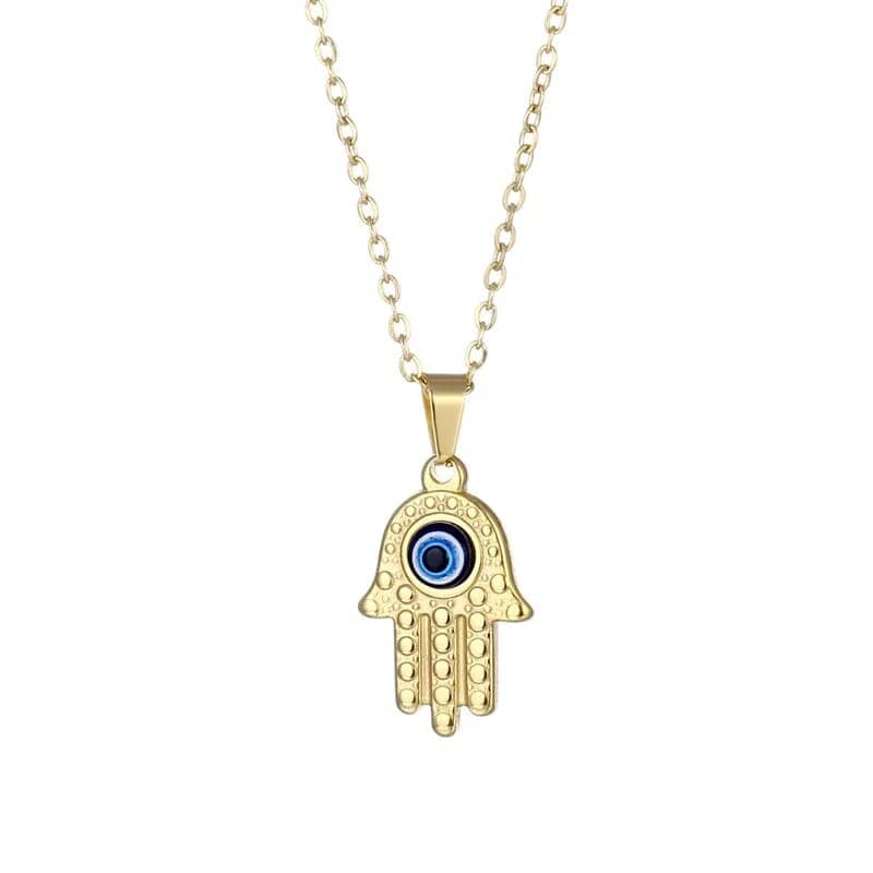 Personalisierte Fatima Hand Halskette Necklaces Loanya Gold 40 cm