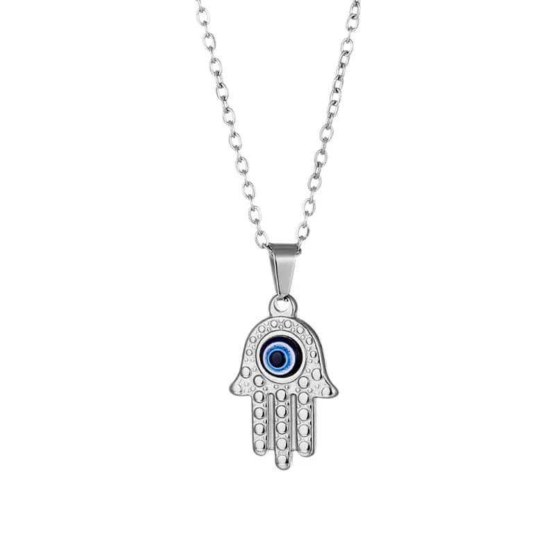 Personalisierte Fatima Hand Halskette Necklaces Loanya Silber 40 cm