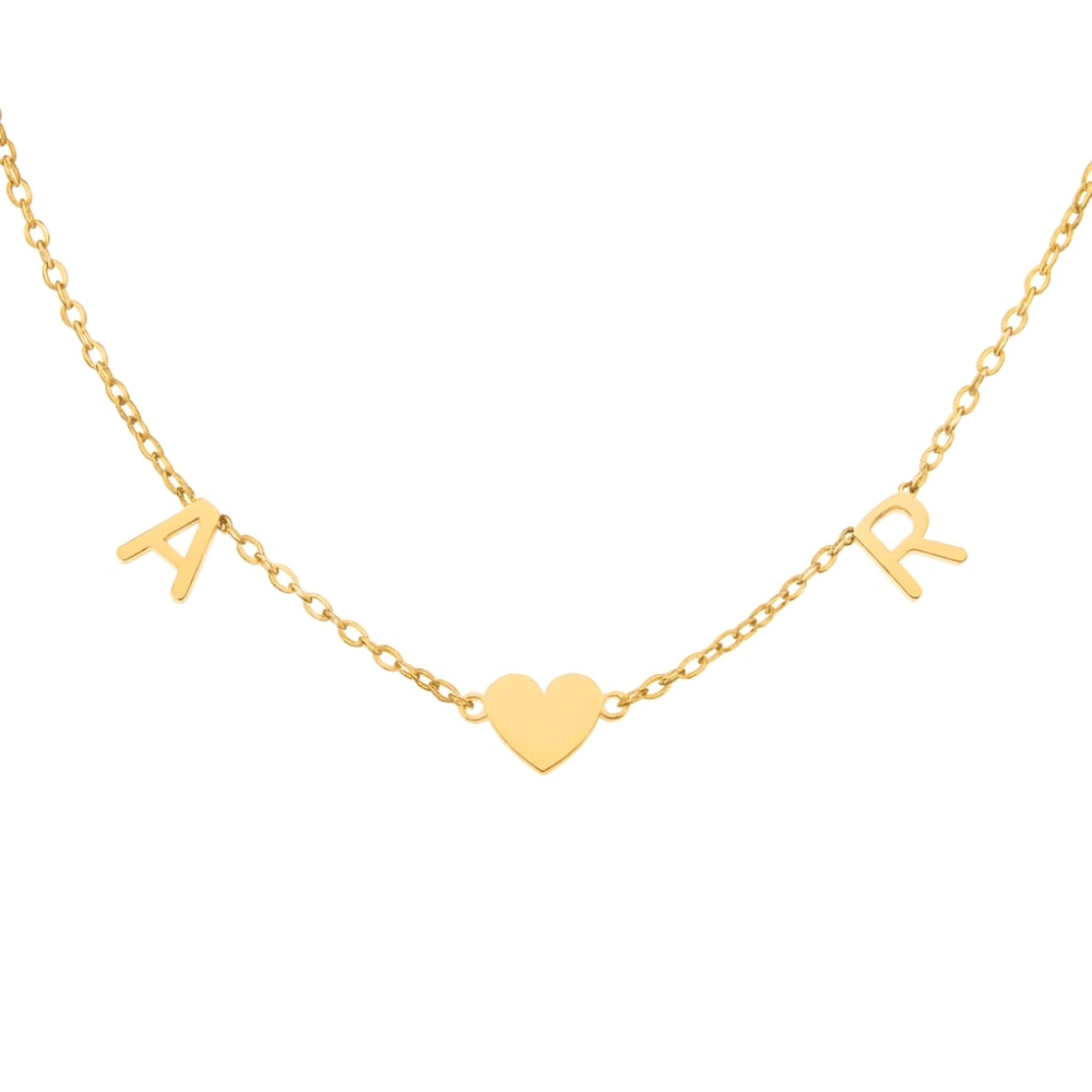 Collar corazón con iniciales – Dos letras para simbolizar vuestra unión