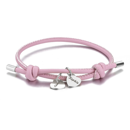 Pulsera de cuero vegano con Colgantes de Corazón