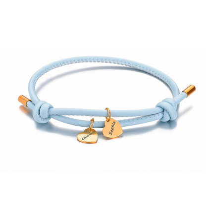 Pulsera de cuero vegano con Colgantes de Corazón
