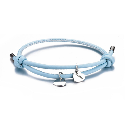 Pulsera de cuero vegano con Colgantes de Corazón