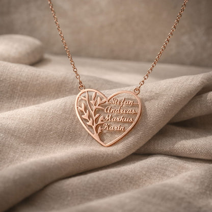 Collar Árbol de la Vida Corazón Familiar