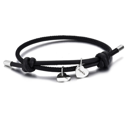 Pulsera de cuero vegano con Colgantes de Corazón