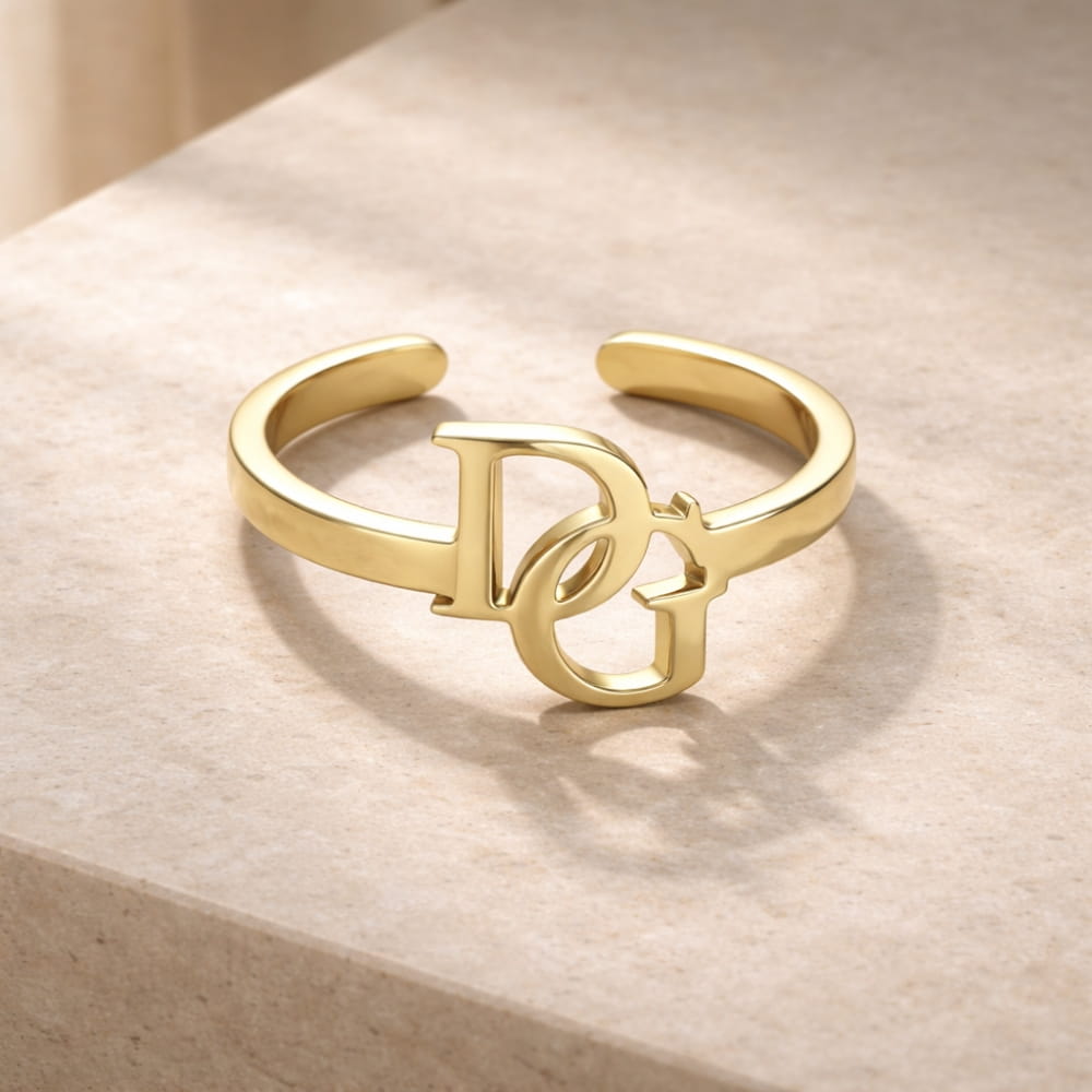 Anillo de iniciales entrelazadas – Monograma personalizado