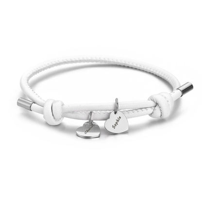 Pulsera de cuero vegano con Colgantes de Corazón