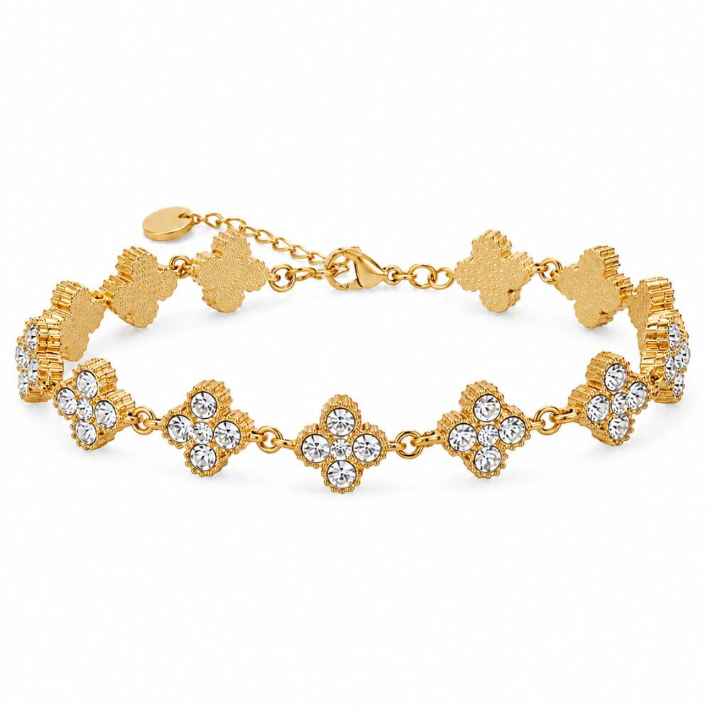 Pulsera de trébol con circonitas