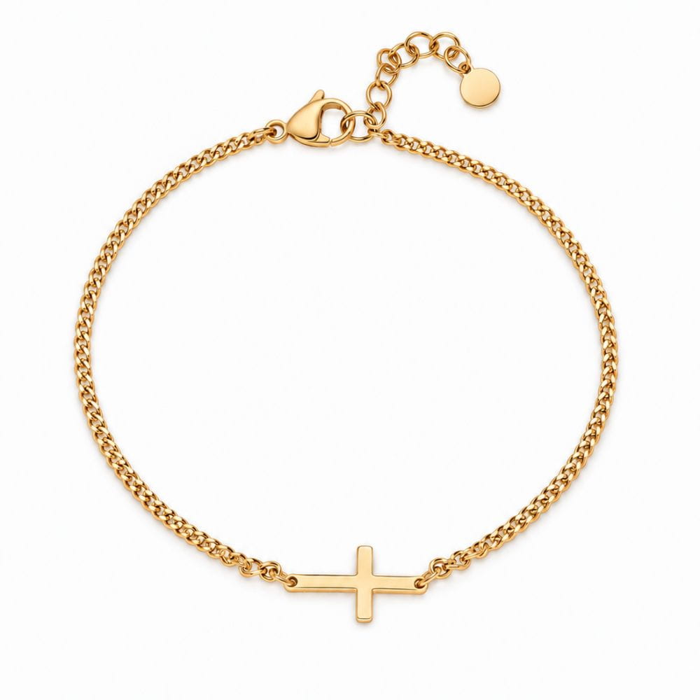 Pulsera con cruz | Oro de 18K