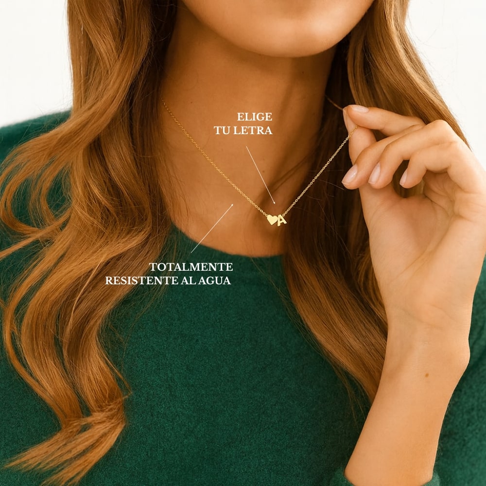 LOANYA Collar con corazón pequeño y una letra