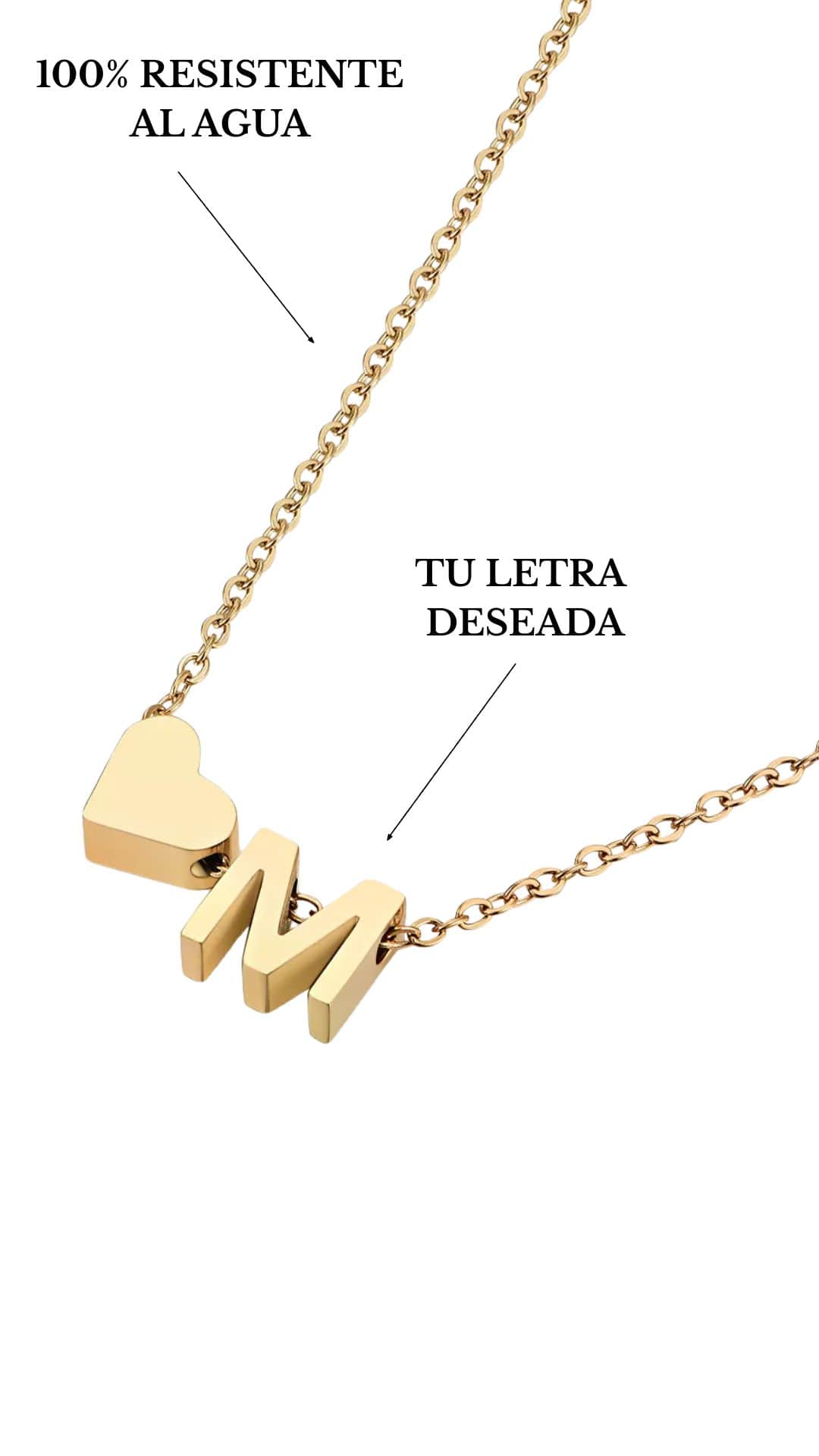 LOANYA Collar con corazón pequeño y una letra