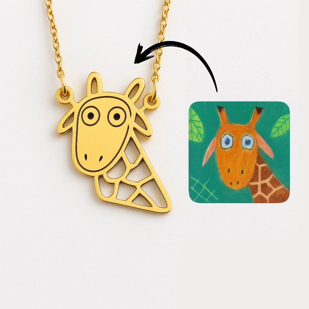 Dibujo infantil personal como Collar o Colgante en oro
