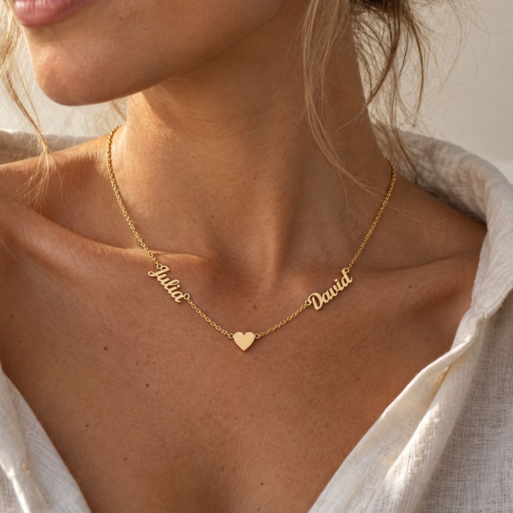 Collar Corazón Personalizable con Dos Nombres
