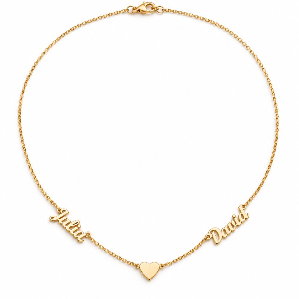 Collar Corazón Personalizable con Dos Nombres