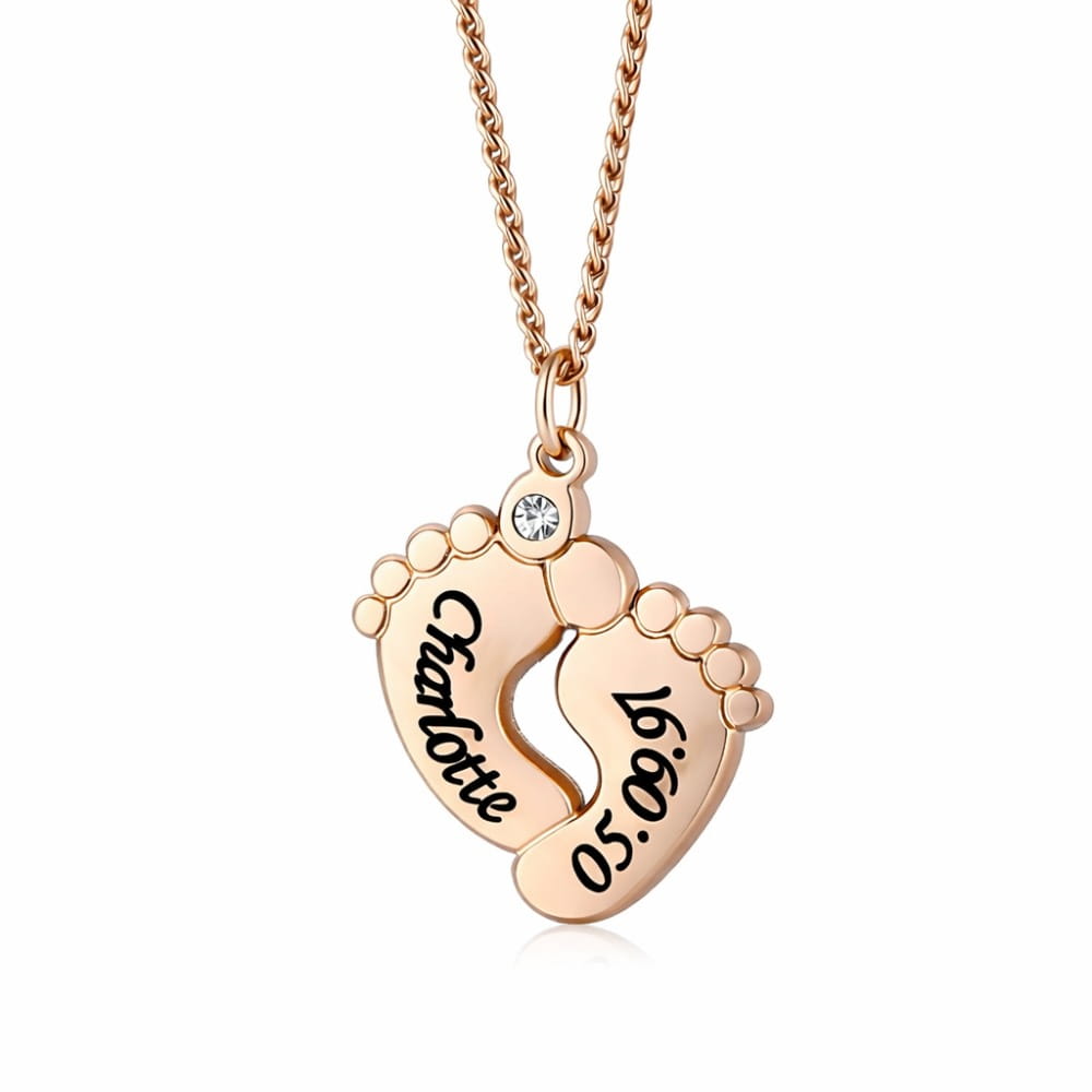 Collar Personalizado Pie de Bebé con Piedra Circonita