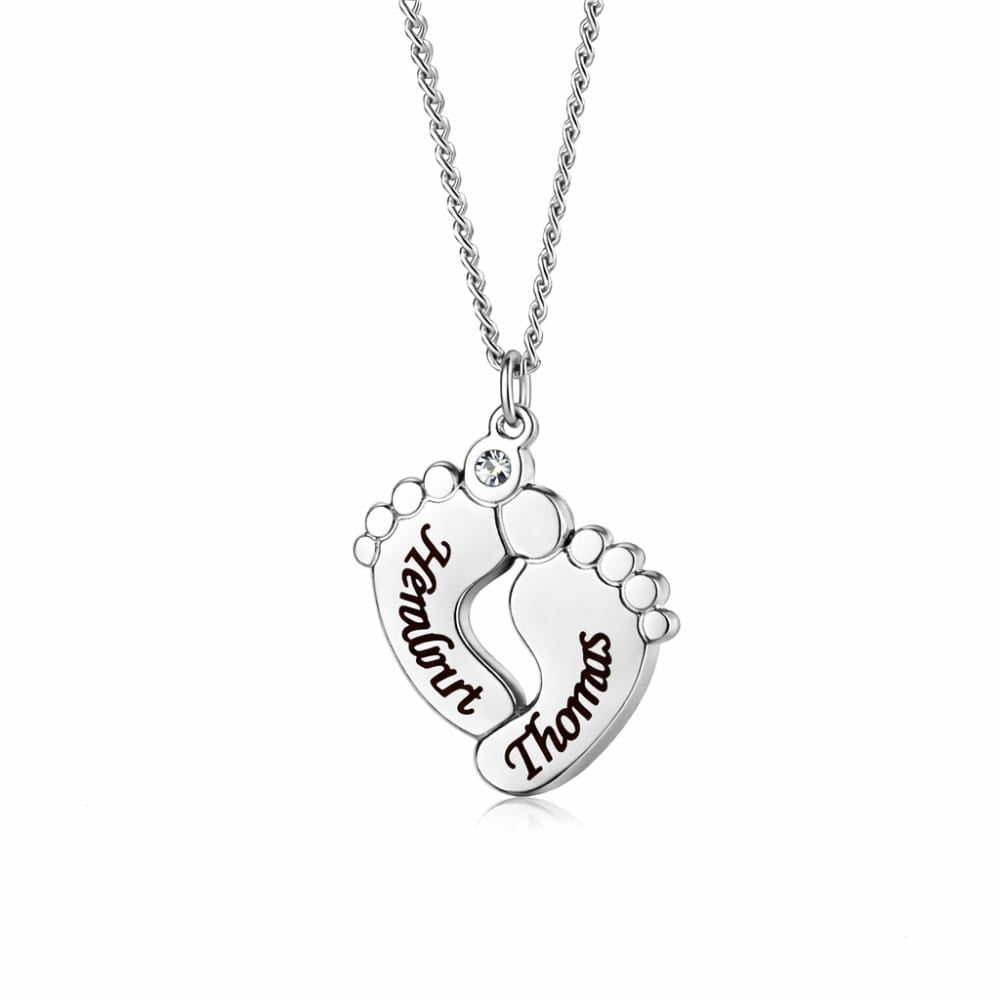 Collar Personalizado Pie de Bebé con Piedra Circonita