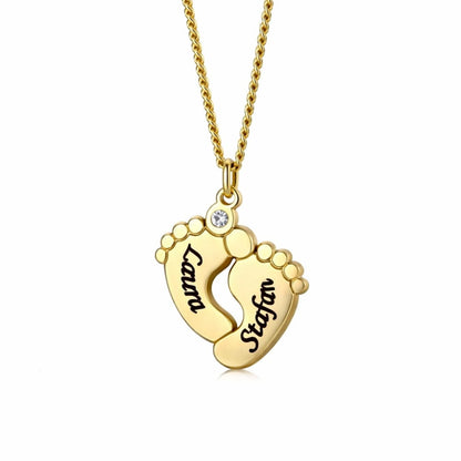 Collar Personalizado Pie de Bebé con Piedra Circonita