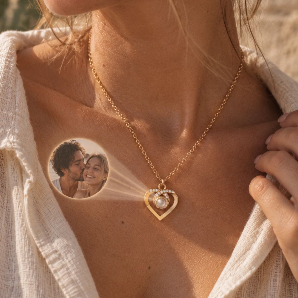 Collar personalizado de proyección de fotos con circonitas