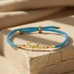 Pulsera de Cuerda con Nombre Personalizado Azul Claro
