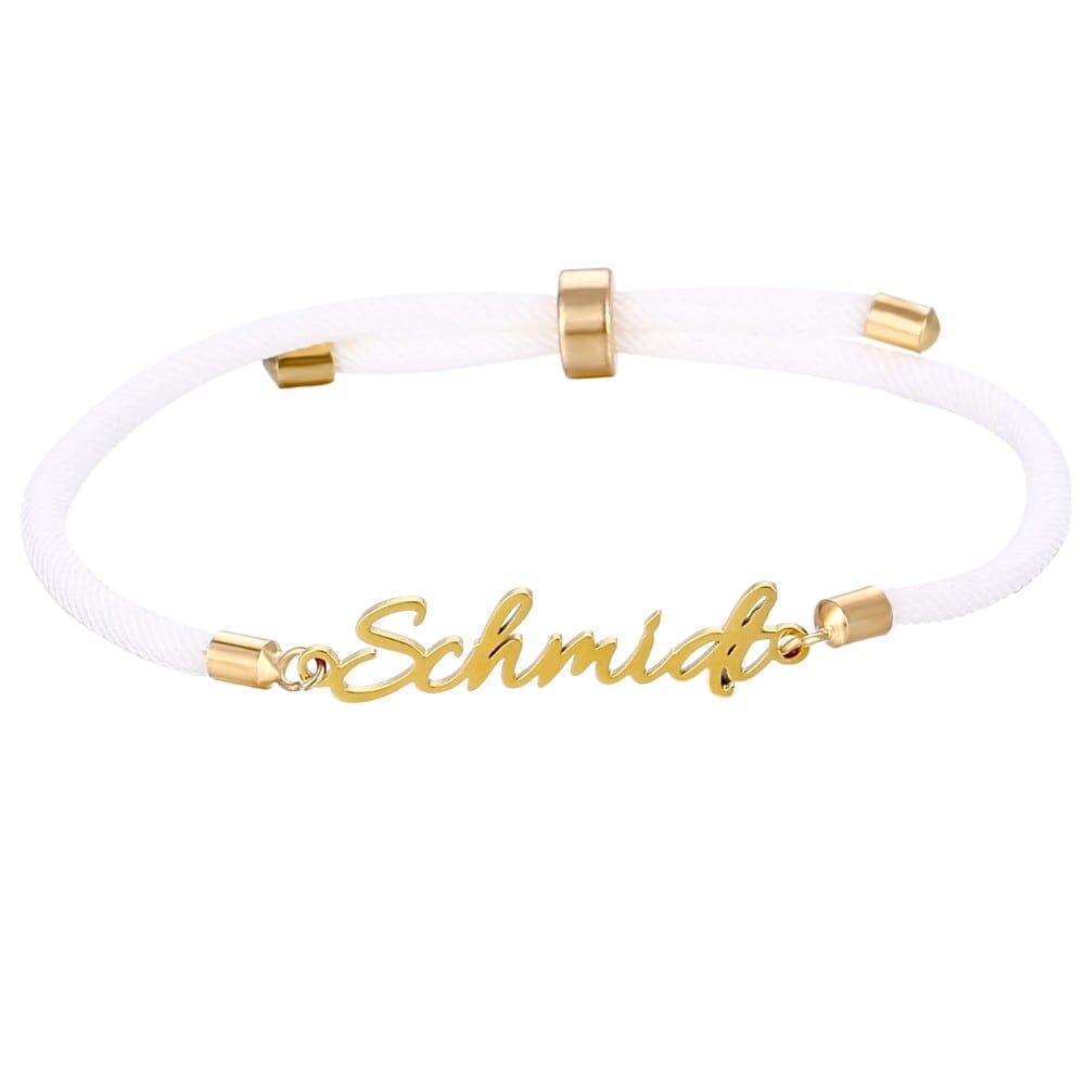 Pulsera de Cuerda con Nombre Personalizado Blanco