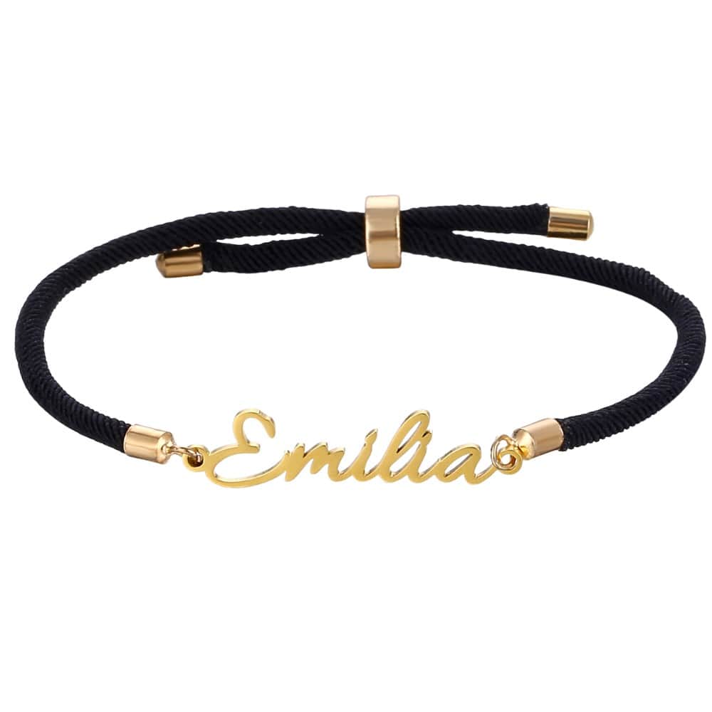 Pulsera de Cuerda con Nombre Personalizado Negro
