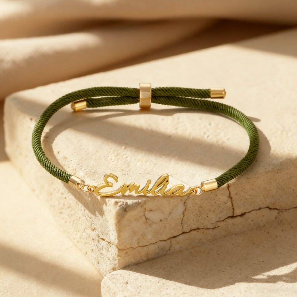Pulsera de Cuerda con Nombre Personalizado Oliva