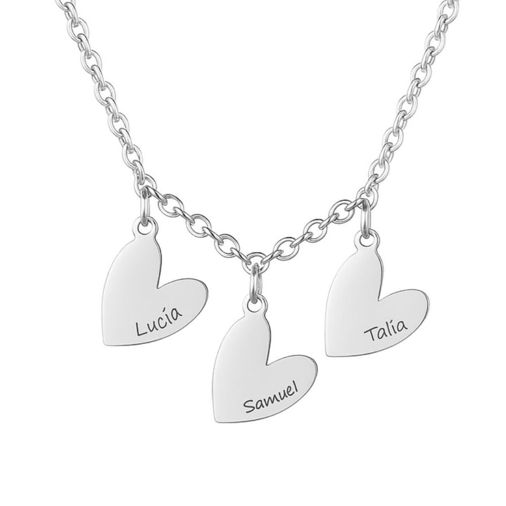 Halskette mit personalisierten Herzanhängern Necklaces Loanya Silber 40 - 45 cm 