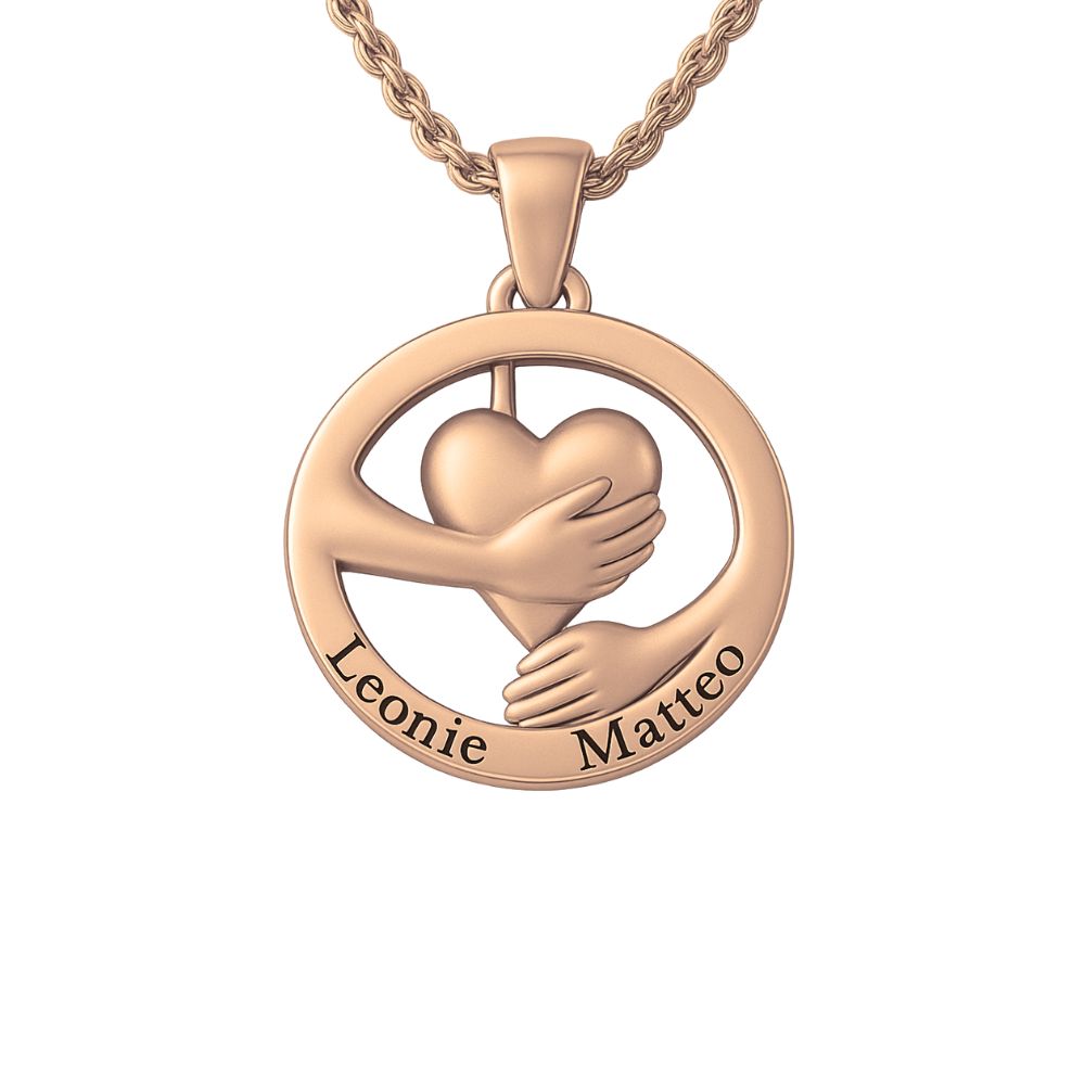 Umarmendes Herz – Namenskette Necklaces Loanya Roségold 40 - 45 cm 