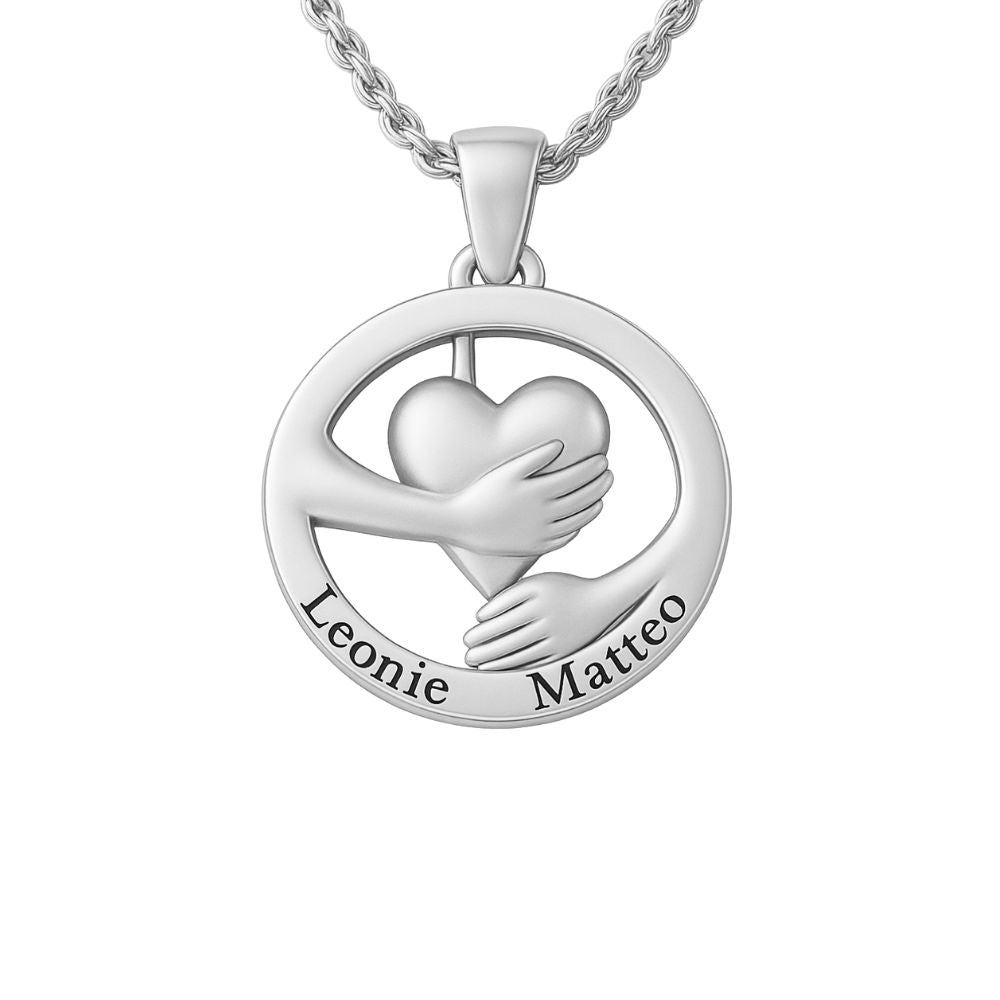 Umarmendes Herz – Namenskette Necklaces Loanya Silber 40 - 45 cm 