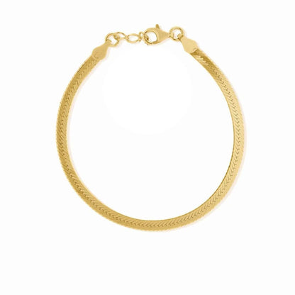 Breites Herringbone Fußkettchen "5mm" mit 18-Karätiger Vergoldung Anklet Loanya Gold 