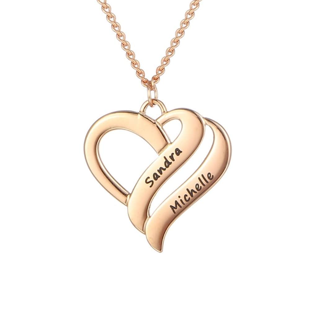 Halskette mit vereinten Herzen Necklaces Loanya Roségold 40 - 45 cm 