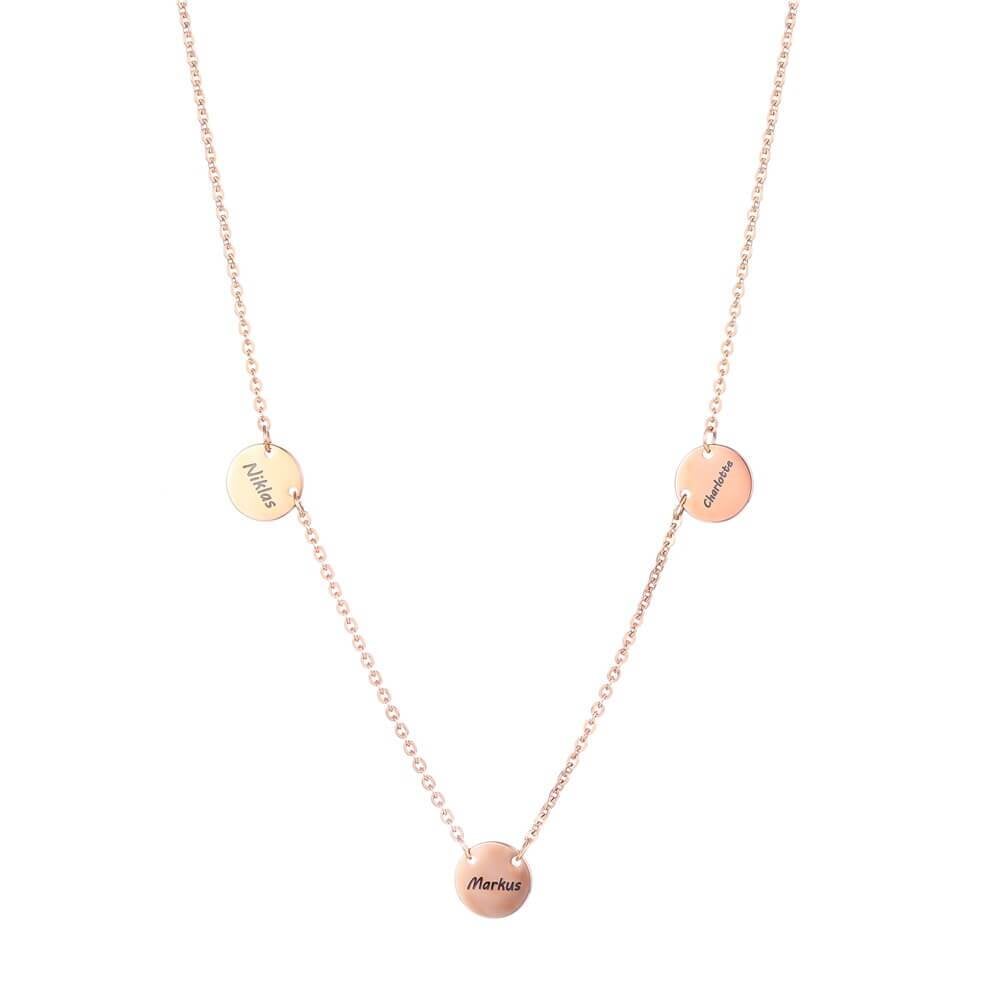 LOANYA Halskette mit drei personalisierten Coins Loanya Roségold 40 cm 