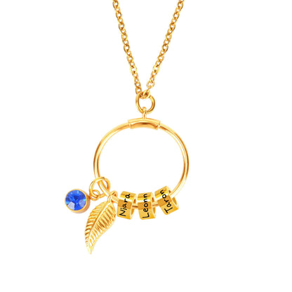 LOANYA Kreisanhänger-Kette mit personalisierten Namenskreisen Loanya Gold 45 cm Blau