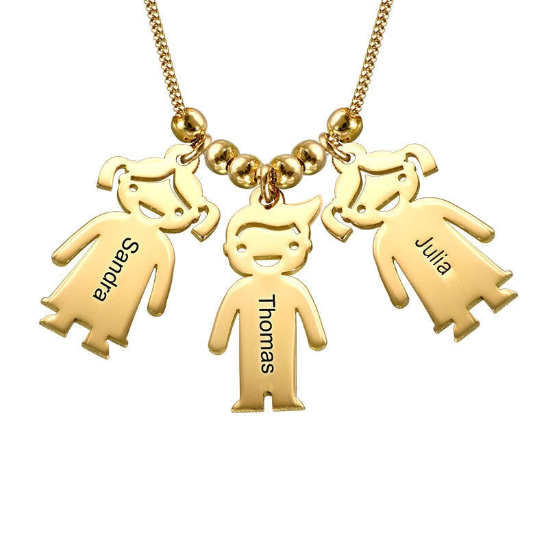 LOANYA Mutter Halskette mit personalisierten Kinder Anhängern Loanya Gold 3 40