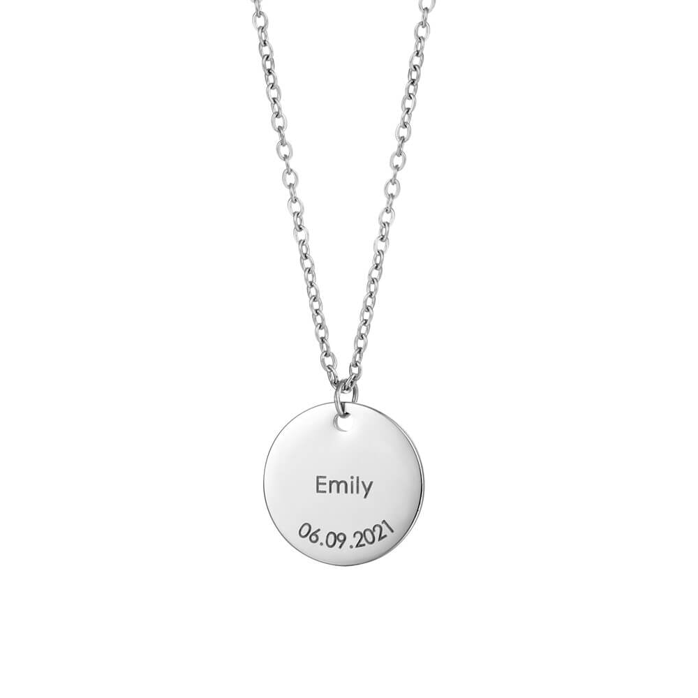 LOANYA personalisierbare runde Plättchenkette Loanya 40 cm Silber 