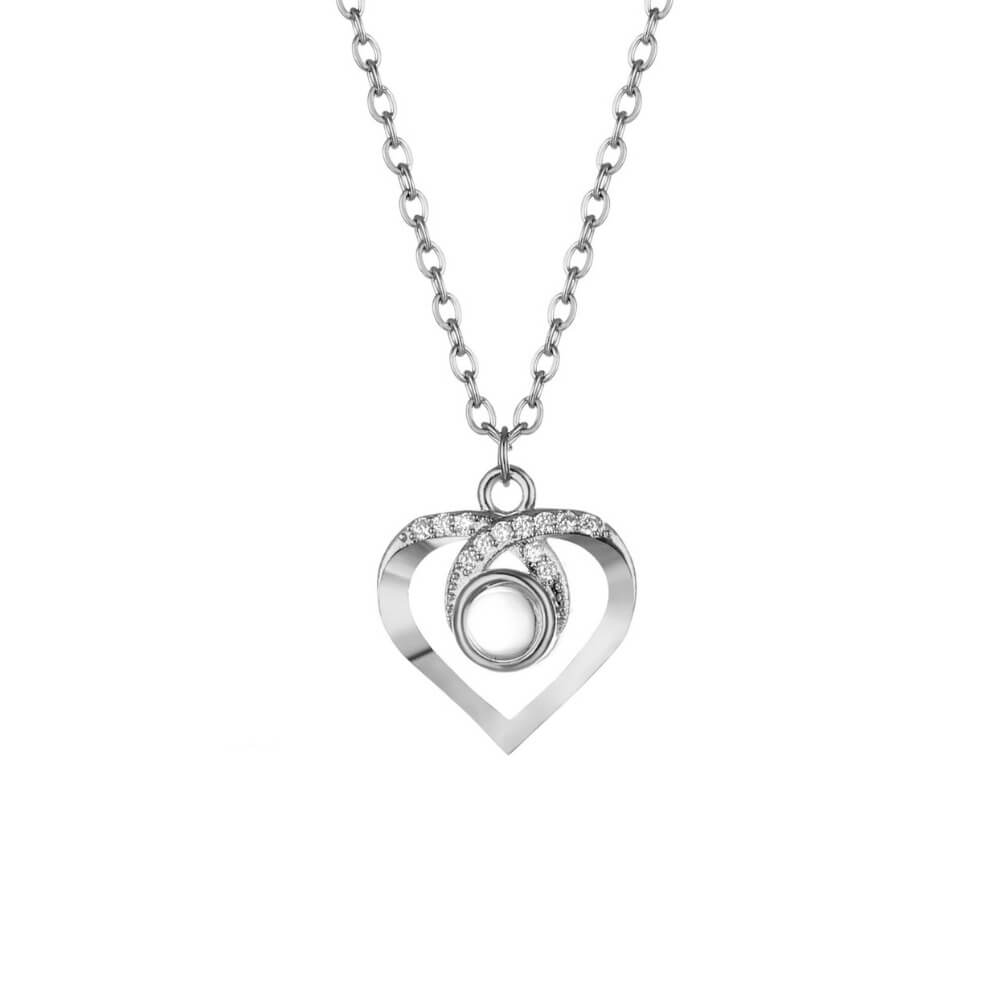 LOANYA Personalisierte Fotoprojektionshalskette mit Zirkonia Necklaces Loanya Silber 40 cm 