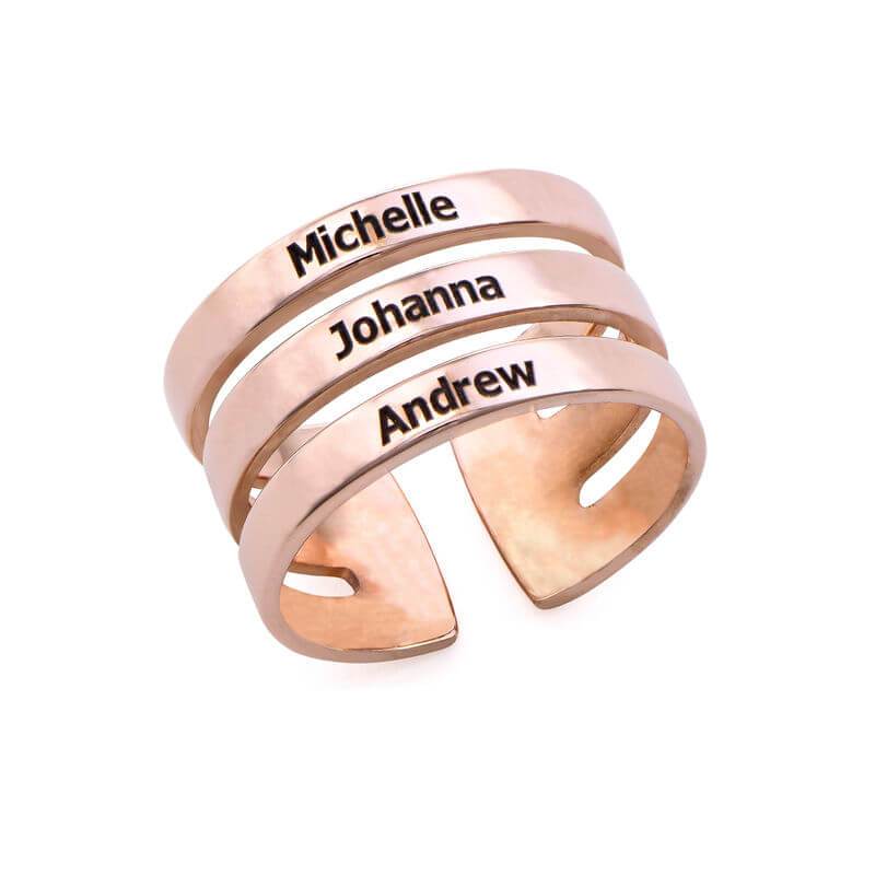 LOANYA personalisierter Ring mit 3 Namen Loanya Roségold 